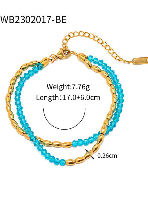 Halskette mit blauen geometrischen Böhmen-Perlen aus Titanstahlperlen
