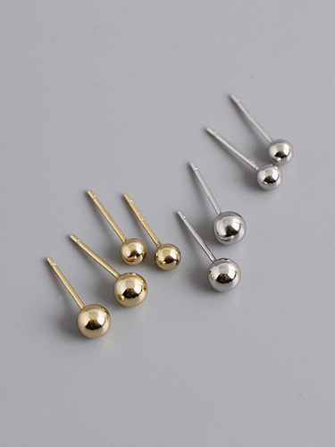925 Sterling Silver Bead Ball Minimalist Stud Earring