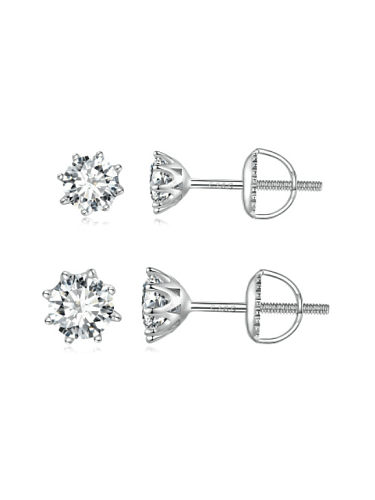 Boucles d'oreilles classiques géométriques Moissanite en argent sterling 925