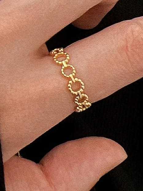 925 Sterling Silver Hollow Geometric Hip Hop Band Ring