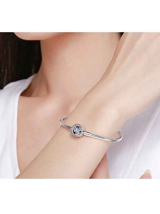 925 silver cute flower Chain Bracelet
