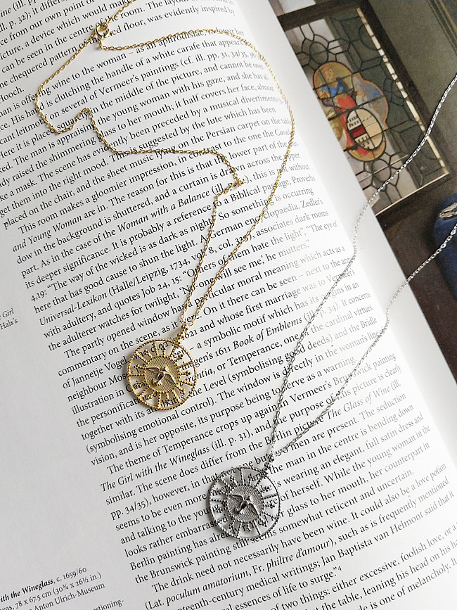 Sterling silver ring lace bird necklace