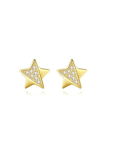 925 Sterling Silver Cubic Zirconia Pentagram Minimalist Stud Earring