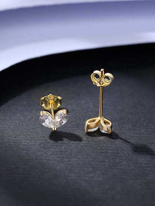 925 Sterling Silver Cubic Zirconia Leaf Cute Stud Earring