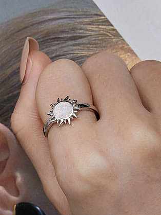 925 Sterling Silver Synthetic Opal Flower Dainty Band Ring