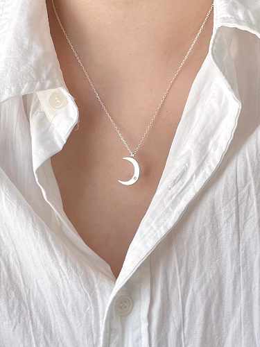 925 Sterling Silver Moon Minimalist Necklace