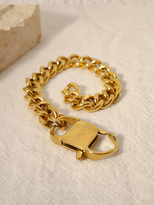 Geometrisches Vintage-Hohlkettenglied-Armband aus Titanstahl