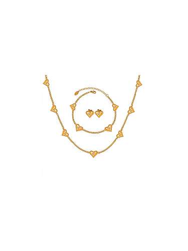 Zierliches Herz-Ohrring-, Armband- und Halsketten-Set aus Titanstahl mit Zirkonia