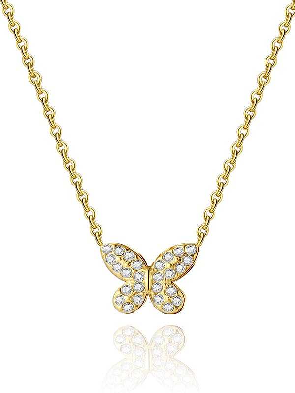 Zierliche Schmetterlings-Halskette mit kubischem Zirkonia und Titanstahl