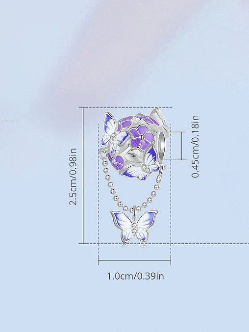 Contas de tendência de borboleta de esmalte de prata esterlina 925