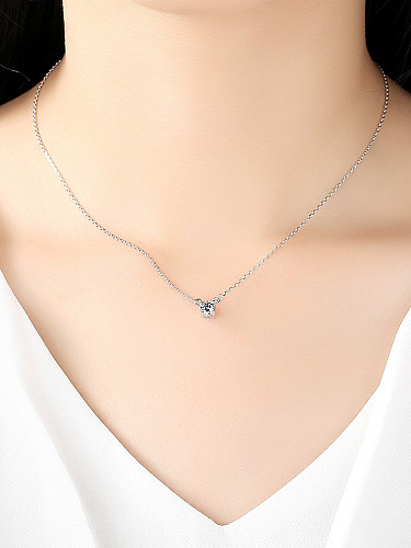 Sterling silver AAA zircon mickey head shape necklace