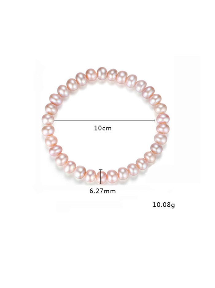 Bracelet en argent sterling avec perles d'eau douce oblates de 6 à 6.5 mm de lavande