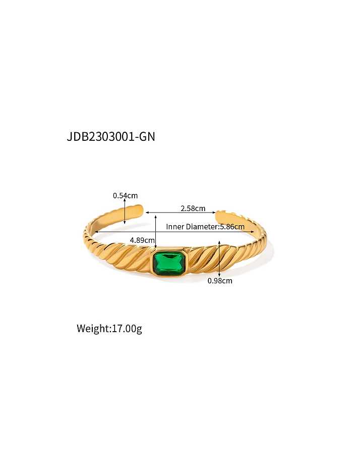 Bracelet manchette tendance géométrique en acier inoxydable avec oxyde de zirconium