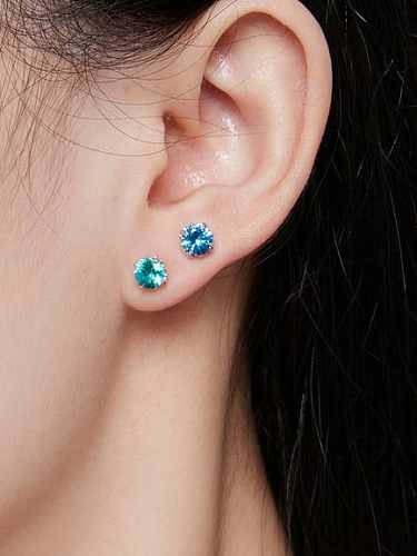 925 Sterling Silver Cubic Zirconia Round Minimalist Stud Earring