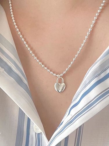 925 Sterling Silber Herz Vintage Perlenkette