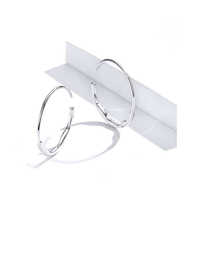 925 Sterling Silver With White Gold Plated Minimalist Round Hoop Earrings