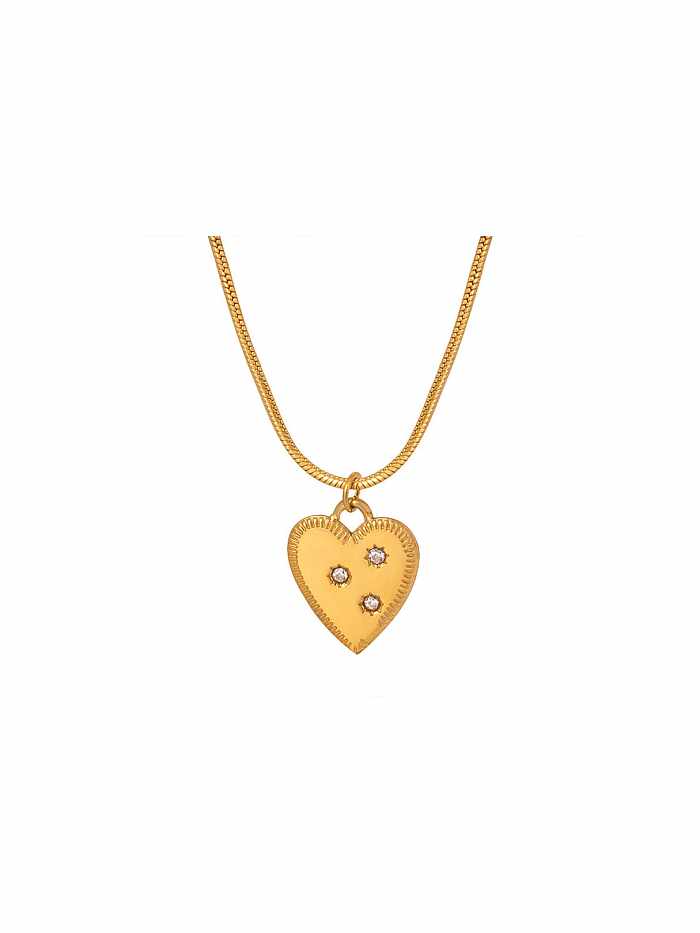 Collier Tendance Coeur Acier Titane Oxyde de Zirconium