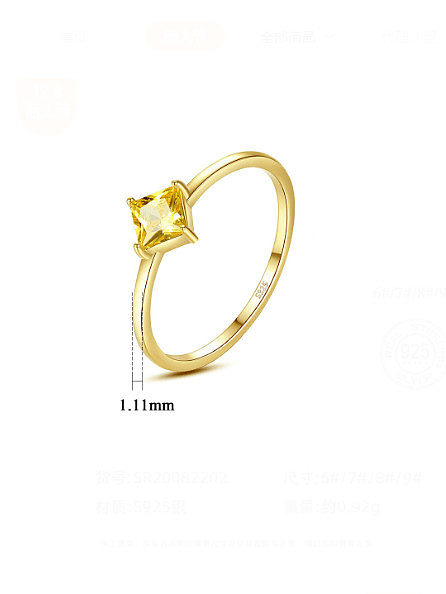 925 Sterling Silver Cubic Zirconia Geometric Minimalist Band Ring