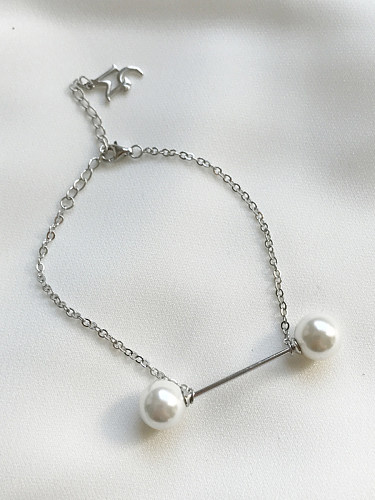 Pure silver synthetic pearl Scepter Bracelet
