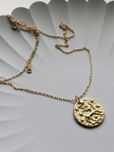 Runde Halskette mit Sternbild aus rein versilbertem 18-karätigem Gold