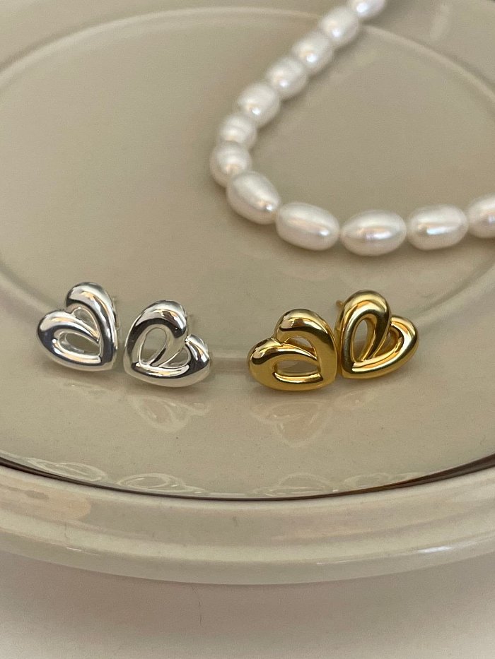 925 Sterling Silver Heart Minimalist Stud Earring