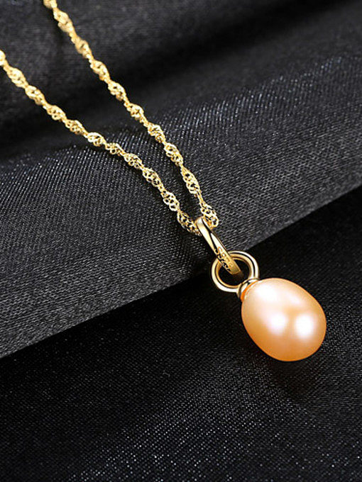 Pure silver 18K-gold freshwater pearl necklace