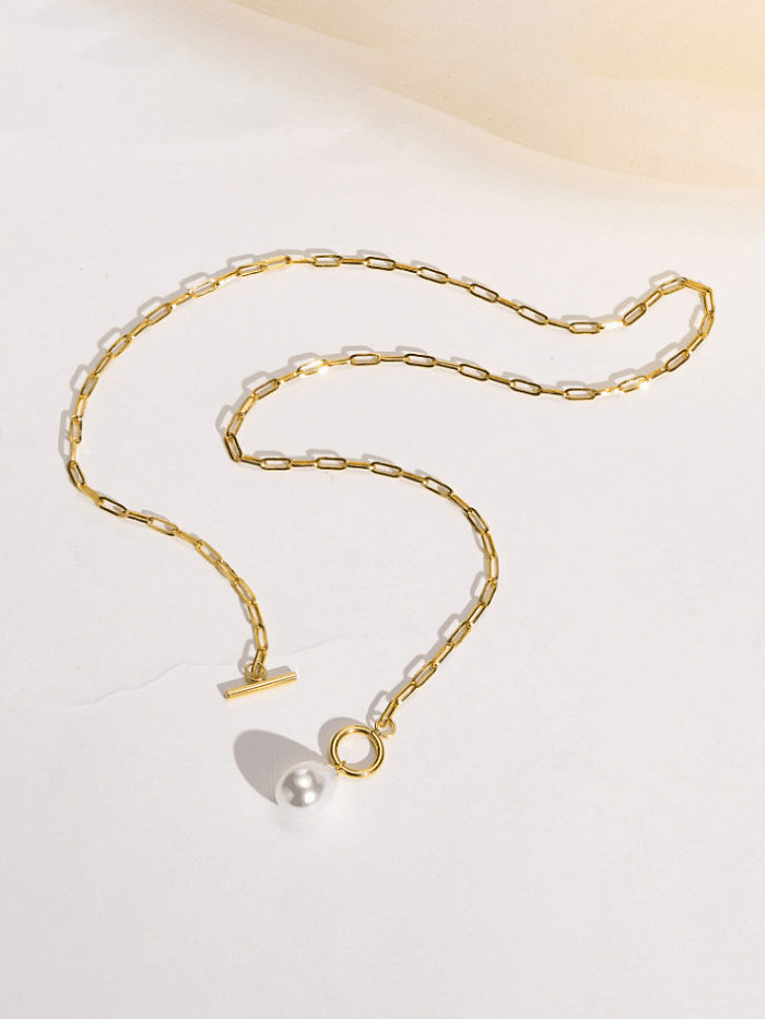 Stainless steel Imitation Pearl Water Drop Minimalist Necklace