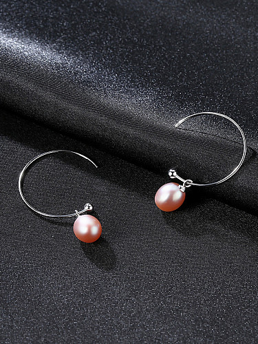 Boucles d'oreilles minimalistes en perles d'eau douce en argent sterling