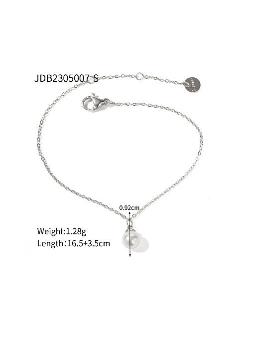 Stainless steel Imitation Pearl Irregular Minimalist Link Bracelet