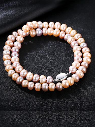 Collar de perlas naturales de agua dulce de 8-9 mm en plata esterlina