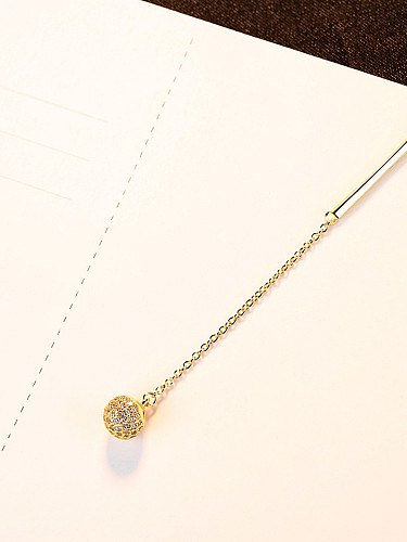 Pure silver plated 18K gold zircons ball long Pendant Necklace