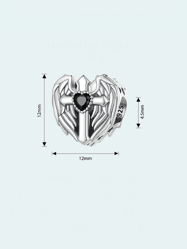 Pingente de coração vintage de zircônia cúbica de prata esterlina 925
