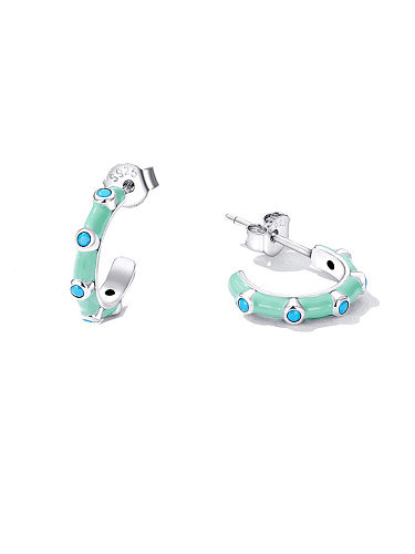 Boucles d'oreilles minimalistes géométriques en émail en argent sterling 925