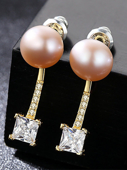 Sterling silver micro-set 3A zircon natural pearl stud earrings