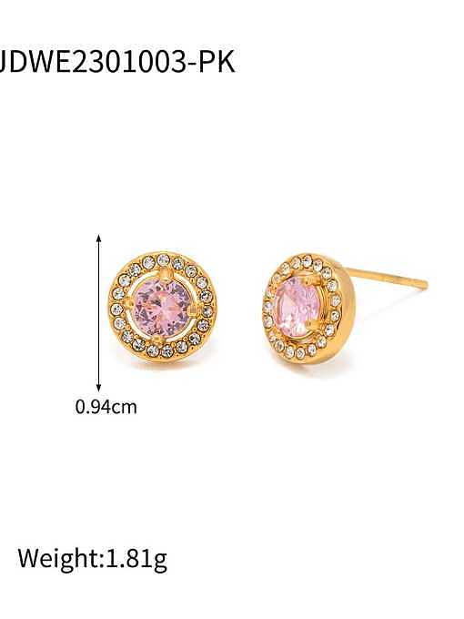 Stainless steel Cubic Zirconia Round Dainty Stud Earring