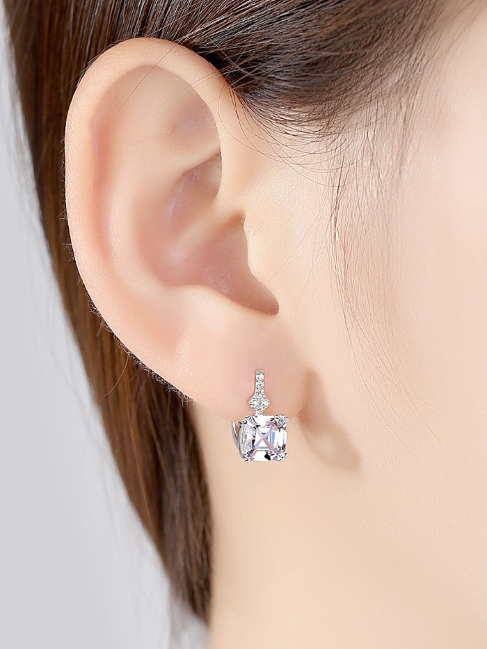 Sterling silver shining semi-precious stones stud earrings