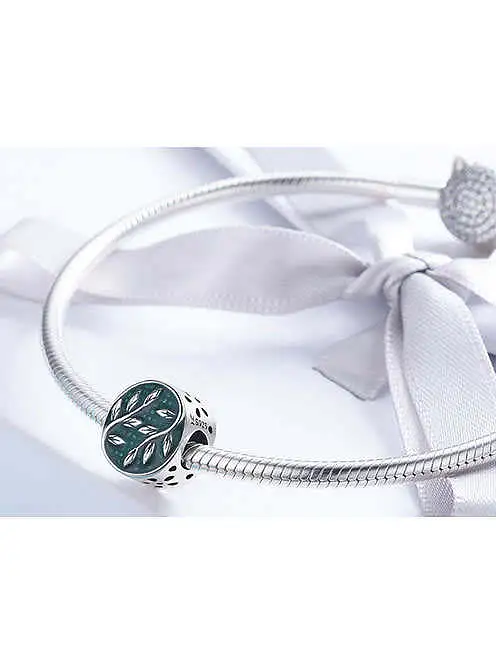 925 silver green leaf charms