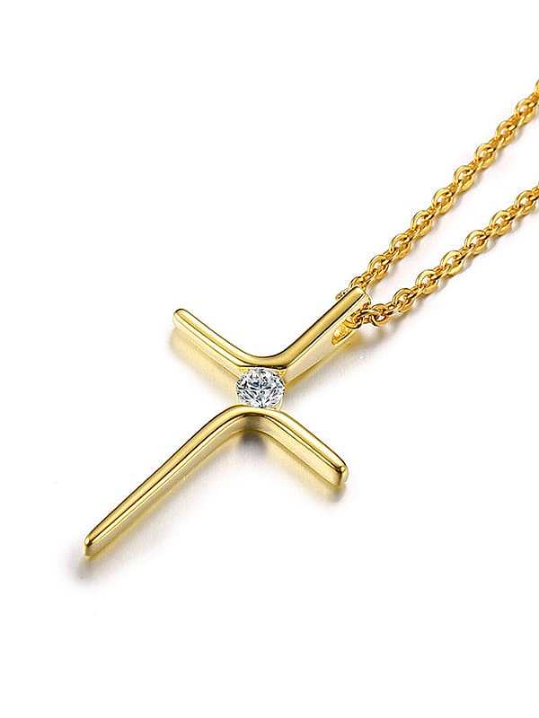 Titan Strass weißes Kreuz minimalistische religiöse Halskette