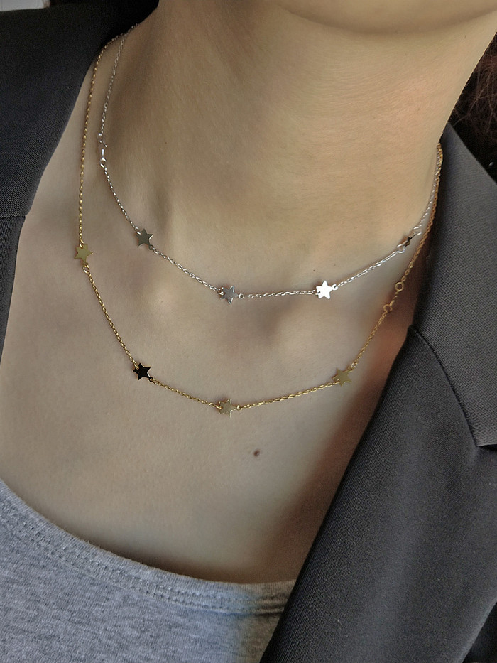 925 Sterling Silver With 18k Gold Plated Trendy Star Necklaces