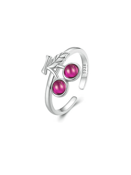 925 Sterling Silver Cubic Zirconia Cute Friut Ring And Earring Set