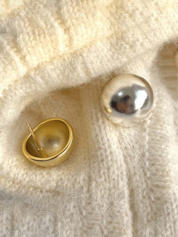 925 Sterling Silver Round Ball Minimalist Stud Earring