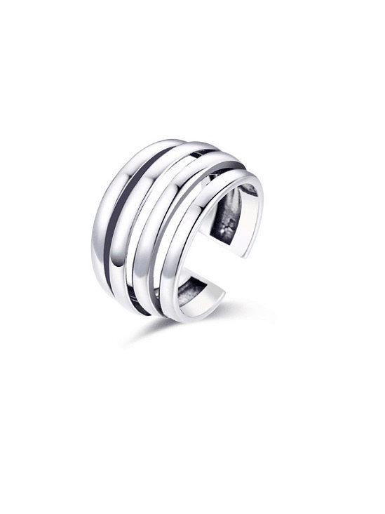 Pure silver retro neutral free size ring