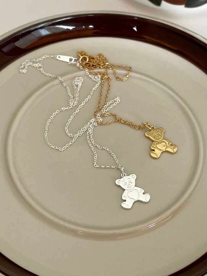 925 Sterling Silver Bear Minimalist Necklace