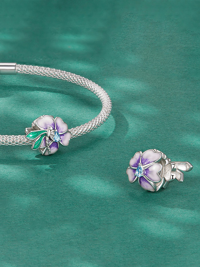 925 Sterling Silver Enamel Flower Trend Beads