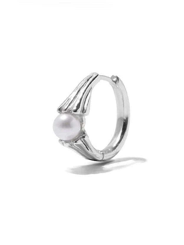 925 Sterling Silver Imitation Pearl Geometric Minimalist Stud Earring