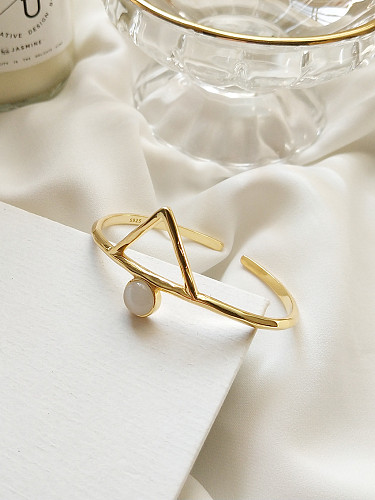 Sterling Silver design geometric triangle cat's Eye Bracelet