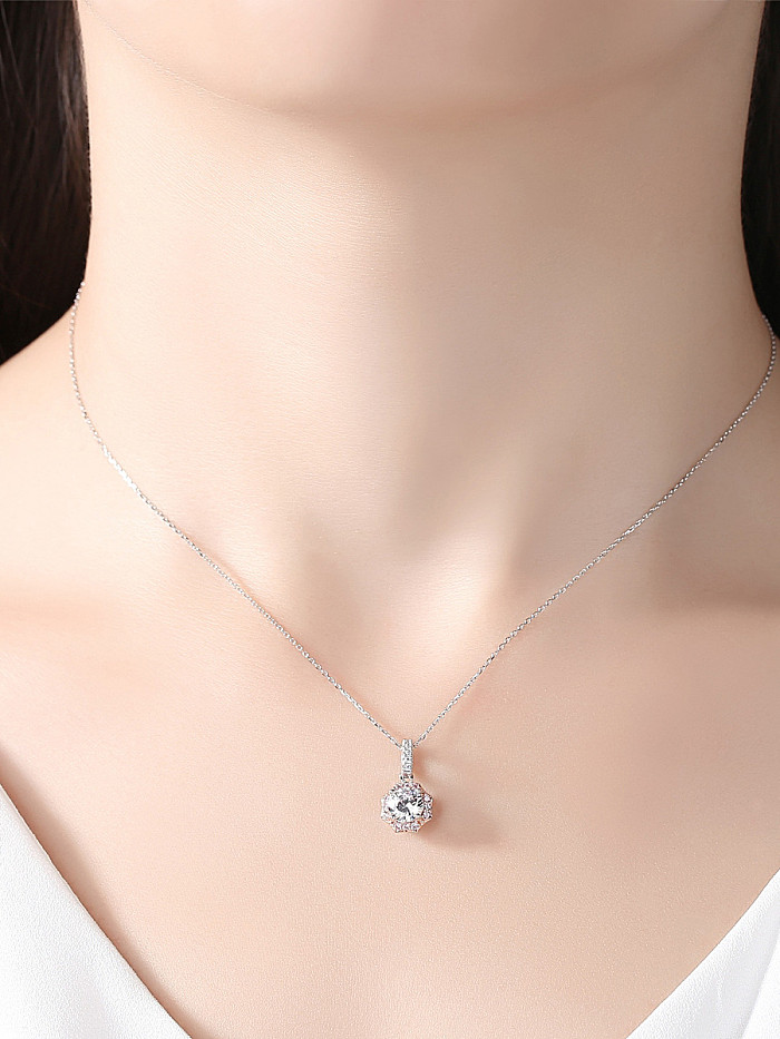 Sterling silver sweet AAA zircon Flower necklace