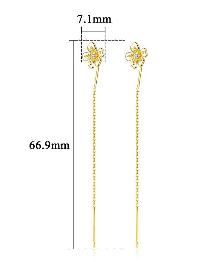 925 Sterling Silver Flower Minimalist Threader Earring