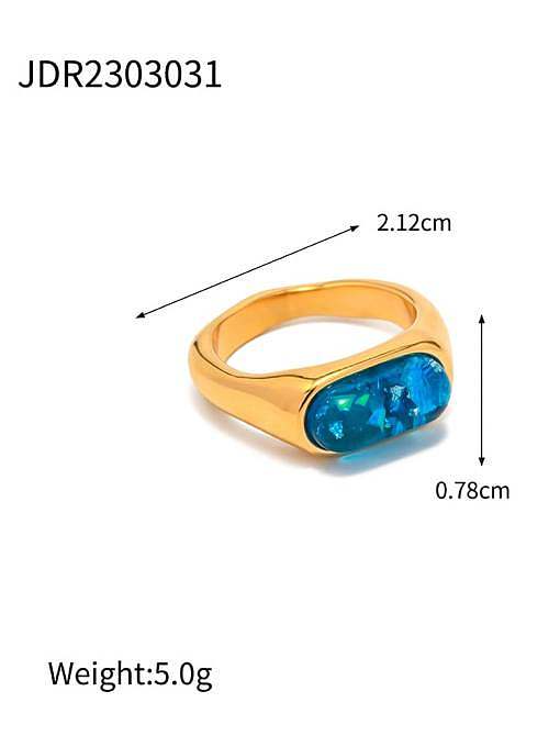 Conjunto de brincos e colar azul de resina de aço inoxidável geométrico Trend Trend