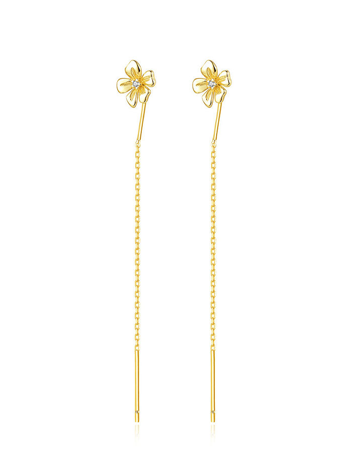 925 Sterling Silver Flower Minimalist Threader Earring